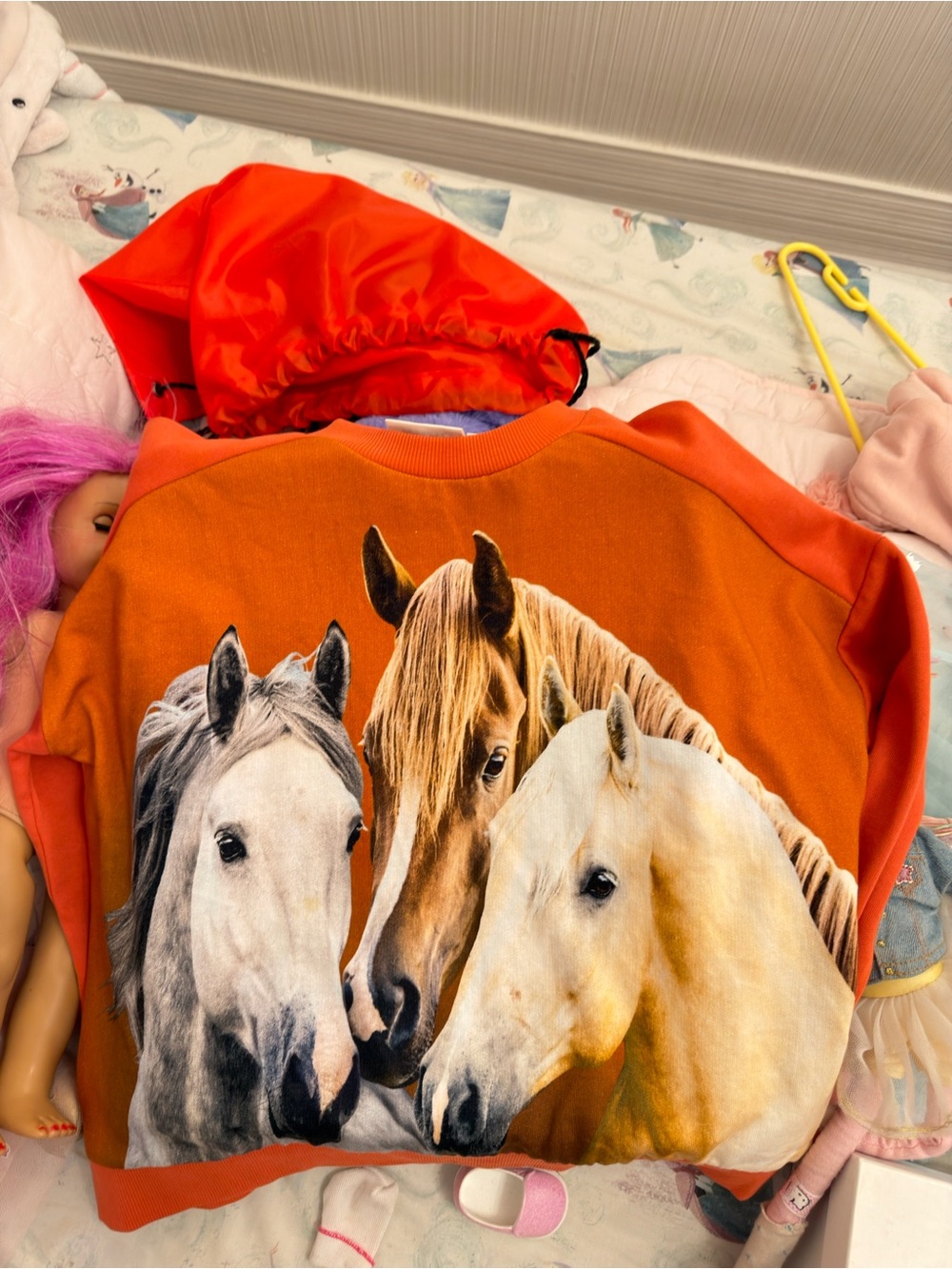 Molo Orange Horse Print Kids Sweatshirt